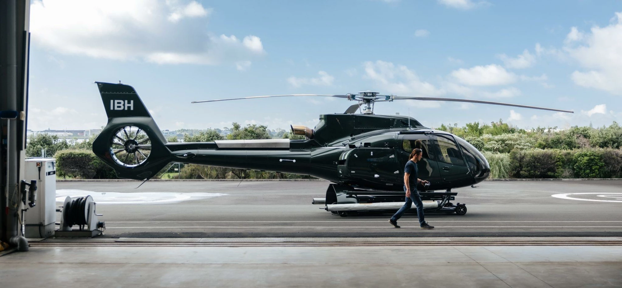 Airbus H130 helicopter at the Helipad